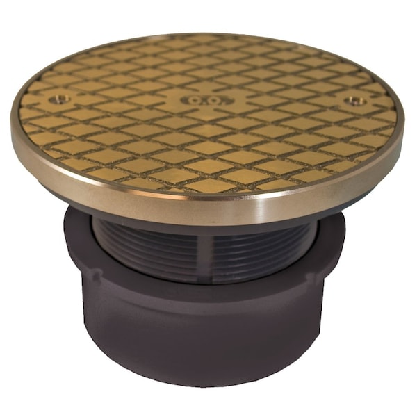 Jones Stephens 4in. PVC Hub Fit Base Cleanout with 3-1/2in. Plastic Spud and 6in. Nickel Bronze Cover with Ring C59007 - main